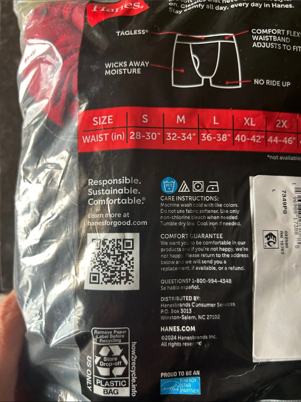 Hanes Tagless Boxer Briefs - Black and Navy (10 Pack)